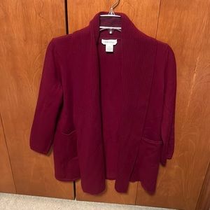Very nice Burgundy 100% wool Calvin Klein cardigan.